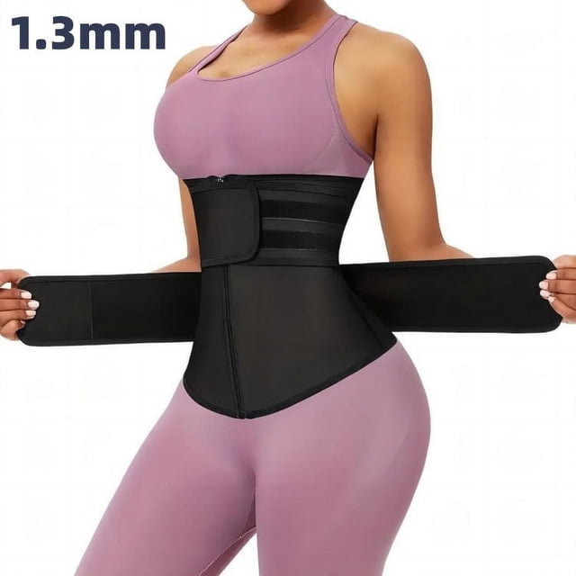 Cinturón adelgazante entrenador de cintura para mujer, cinturón moldeador de cuerpo reforzado con cremallera ajustable para el sudor