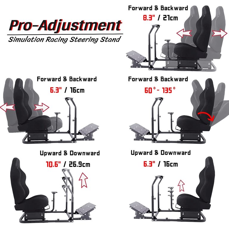 Minneer Simulator Driving Cockpit with Racing Black Seat Compatible with Logitech  G27/G29/G920/G923,Wheel and Pedals Not Include 