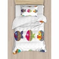 thumbnail image 3 of Kids Queen Size Duvet Cover Set, Boho Ethnic Featured Ornate Fishes Gills Under the Sea Childish Kids Nursery Theme, Decorative 3 Piece Bedding Set with 2 Pillow Shams, Multicolor, by Ambesonne, 3 of 3