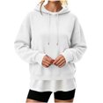 thumbnail image 6 of Gamivast False Two Piece Hoodies for Women Oversized Long Sleeve Sweatshirts Pullover Fall Trendy Hooded Pullover White XXL, 6 of 8