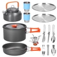 thumbnail image 1 of Riwcyla Camping Hiking Cookware Set Portable Picnic Cookware Kit Aluminum Alloy Pot Frying Pan Kettle Cups Set Travel Cooking Accessory, 1 of 6