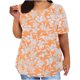 thumbnail image 1 of Plus Tamaño de las Mujeres Blusas, Cuello en V Casual Suelto Manga Corta Superior, Impresión Blusa Poliéster Spandex, 1 of 5