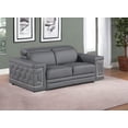 thumbnail image 3 of HomeRoots 546442 29 x 71 x 41 in. Grey & Silver Genuine Leather Love Seat Sofa, 3 of 11