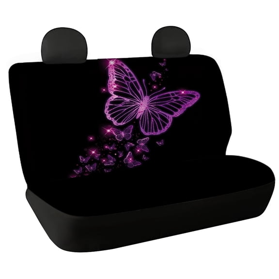Chririnla Purple Glitter Butterfly Car Seat Covers for SUV, 2 Pack Durable Car Back Seat Cover Washable Fashion Back Seat Protectors