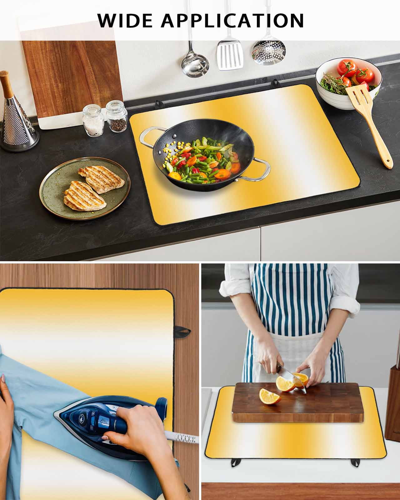 nqOlkjepod Large Induction Cooktop Protector Mat 24"x21", Yellow White Ombre Stove Top Covers for Electric Stove, Modern Gradient Minimalist Aesthetic Stove Burner Cover Mats, Glass Top Stove Cover