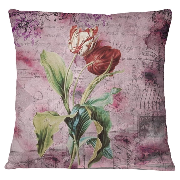 S4Sassy Floral Print Pink Home Decorative Pillow Case Square Cushion Cover - Choose Size