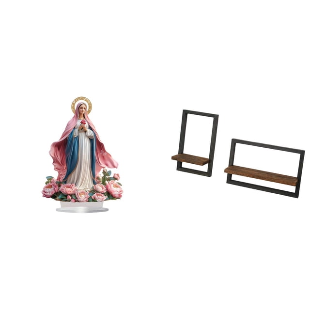 Adorno De Mesa Independiente De Acrílico Con Base Y Estantes Flotantes De Madera Para Pared, Ideal Para Decoración Moderna Y Rústica Del Hogar, Fiestas, Dormitorio, Cocina U Oficina.