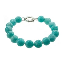 1160 Jewelry 10mm Peruvian Amazonite Hand-knotted Bracelet with a Sterling Silver Spring Ring Clasp, 7.5" for Unisex Adults