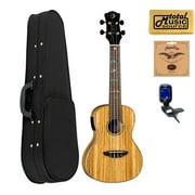 Luna UKE HTC ZBR High Tide Series Zebra Concert A/E Ukulele w/ Soft Case Bundle