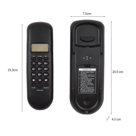 Corded Phone Desk Landline Fixed Telephone Wall Mount Support Redial/Pause/16 Digit LCD Display for Home Office Company Hotel Cafe Bar Restaurant