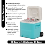 Igloo 16 QT Laguna Hard Side Ice Chest Cooler with Wheels, Aqua Blue