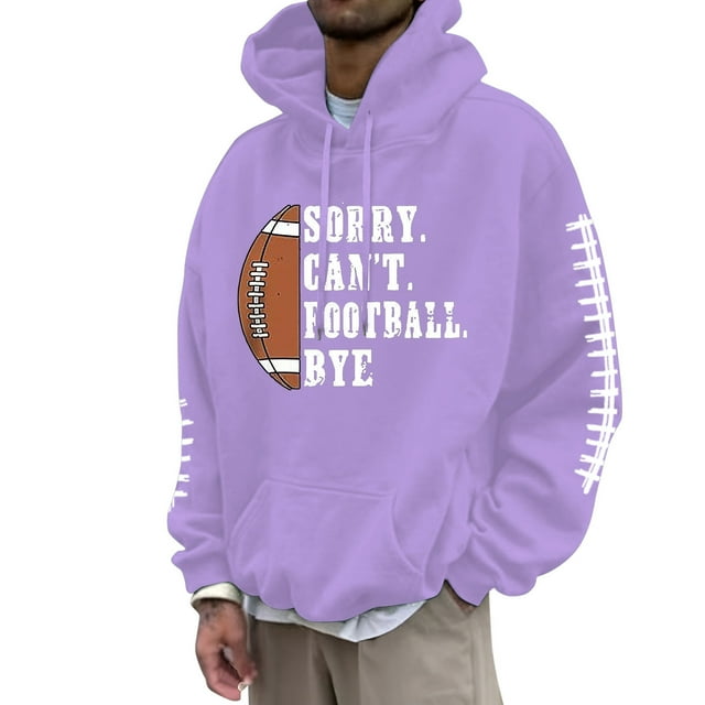 LUOGENLI Chandail à Capuche pour Hommes, Couverture pour Fans de Football, Chandail Vintage Joueur de Rugby Rétro, Chandail de Rugby pour Hommes, Coton Violet Taille TTG