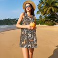 thumbnail image 3 of Balery Moose fox bear leaf tree Vestidos de verano para mujer con estampado: vestido holgado sin mangas, vestido playero informal y cómodo para días calurosos., 3 of 7