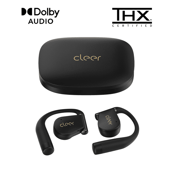 Cleer ARC 4 Open-Ear Sport Headphones with Dolby Audio & THX Certified Sound, IPX7 Waterproof Workouts & Running Sport Earbuds, 32H Playtime – Black