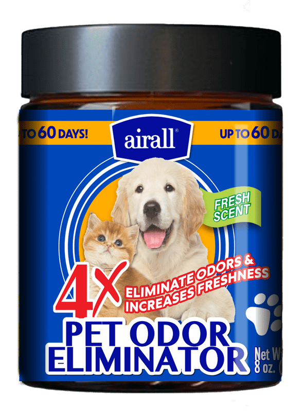 Désodorisant 3 en 1 Airall en pot, 2 parfums pour animaux de compagnie - Parfum frais