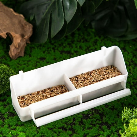 LOLIPPYY Easy Clean White Plastic Bird Food Dispenser for Cage Feeding Small Birds
