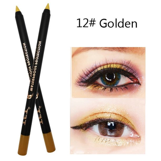Delineador de ojos mate, lápiz delineador de labios 2 en 1, resistente al agua, brillo de larga duración, No florece, fácil de usar, maquillaje de ojos negro y verde, cosmético (16
