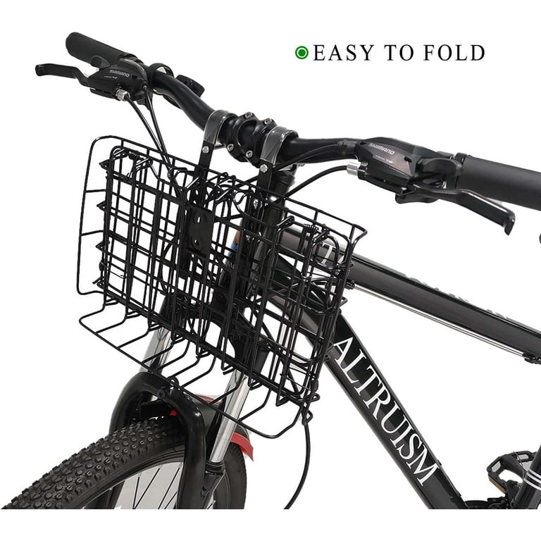 Folding Bike Front Basket Rust Proof Detachable Folding Rear Bike Basket with Handles Easy Installation on Front Handlebar for Mountain Bike