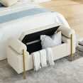 thumbnail image 4 of Gewnee Multifunctional Storage Bench - Soft Linen Cushion, Sturdy Iron Legs, Beige - Ideal for Window Seats & Ottomans, 4 of 13