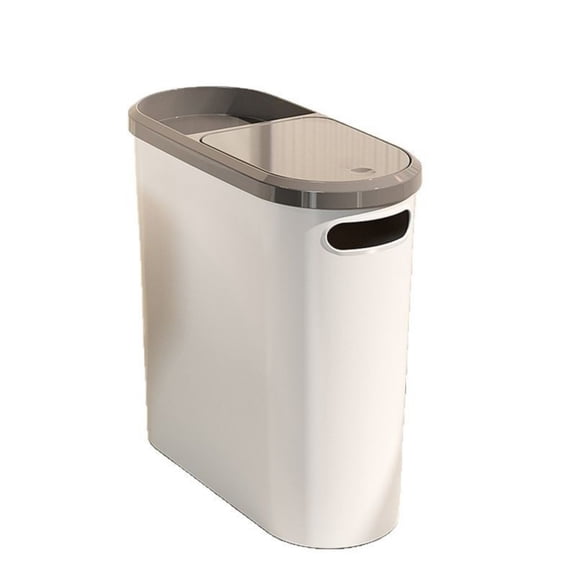 Bathroom Small Trash Can With Lid, 2.6 Gallon Slim Garbage Can Bathroom With Press Top Lid, Rectangular Trash Bin Waste Basket For Toilet, Rv, Camper