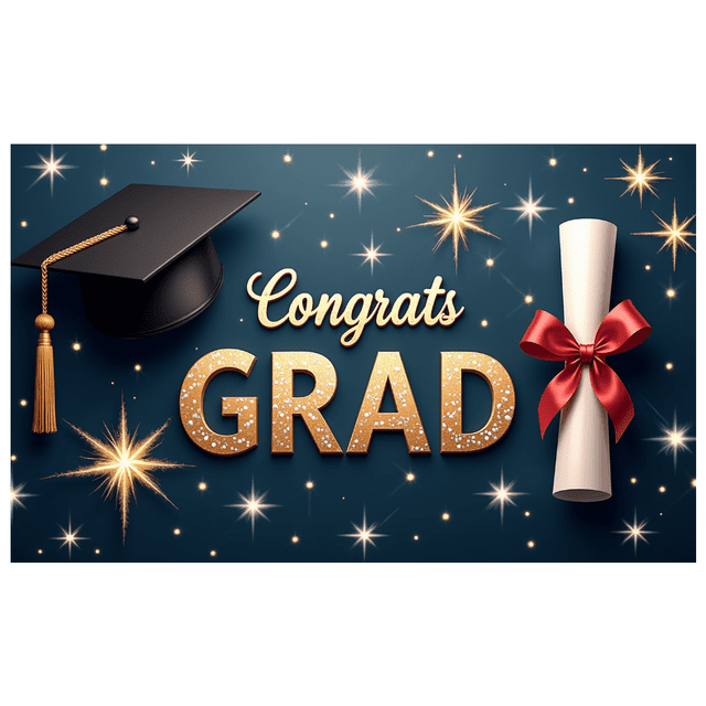 Graduation Party Supplies Congrats Grad Banner Backdrop Background with Balloons and Confetti Decorations for Graduation Ceremony Celebration Classroom Event