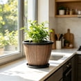 thumbnail image 2 of sruoe Rustic Flower Pots, Plastic Plant Pot with Matching Drainage Saucer, Large Capacity Decorative Flower Container, Barrel Planter for Living Room Outdoor Patio Farmhouse Garden Decor, 12 Inch, 2 of 6