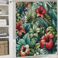 thumbnail image 6 of Awypu Shower Curtain Set Hibiscus Beautiful Flowers Summer Colorful Hawaiian Tropical Plants Palm Leaf White, 6 of 7