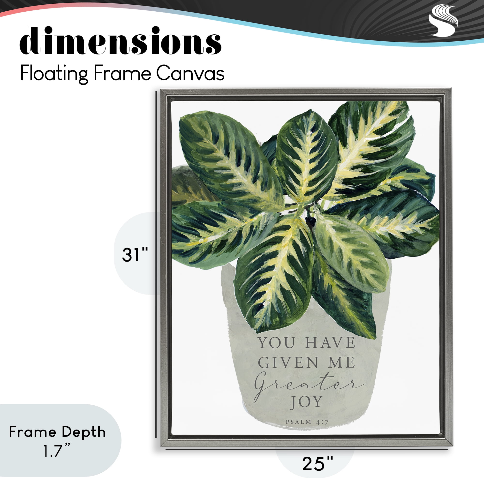 Stupell Industries Prayer & House Plant Gray Framed Floater Canvas Wall Art, design by Lanie Loreth