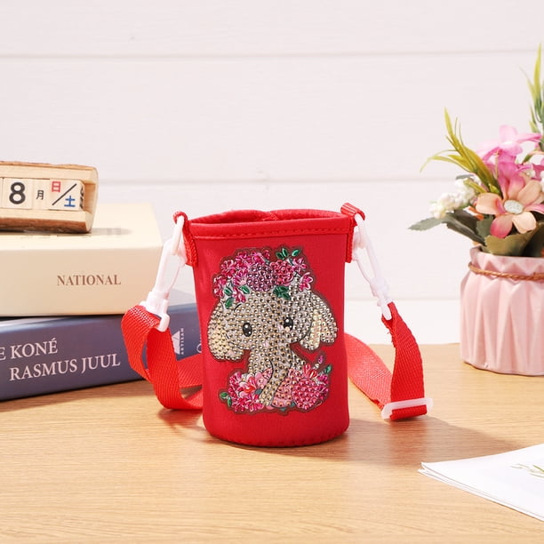 Cuadros Decorativos Bolsa protectora aislada para botella de agua con correa de mensajero redonda (elefante rojo) Sywqhk Nuevos Originales