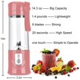 thumbnail image 4 of Licuadora de frutas recargable USB portátil, mini licuadora para batidos, batidos, jugos, licuadora portátil 350-420 ml 6 cuchillas para deportes y viajes, sin BPA Fokelyi WLJ-1985, 4 of 4