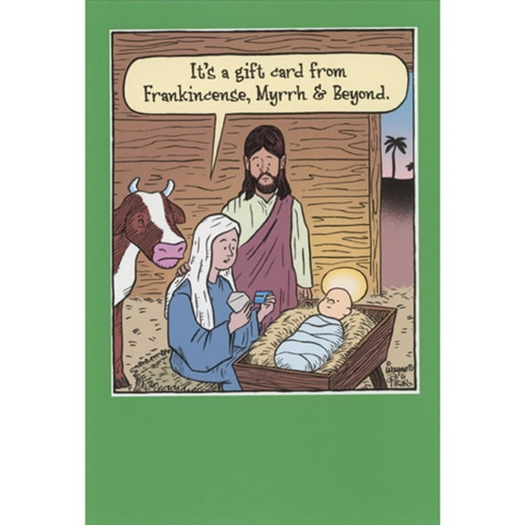 NobleWorks Funny Christmas Thank You Greeting Card with 5 x 7 Inch Envelope (1 Card) Bethlehem Gift Card C10729XTG