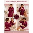 thumbnail image 6 of DAKIMOE Silk Satin Robes for Women Bride Bridesmaid Party 3/4 Sleeve Sexy Short Bath Robe Comfy Sleepwear Loungewear Nightwear for Womens, Pure Red, L, 6 of 8