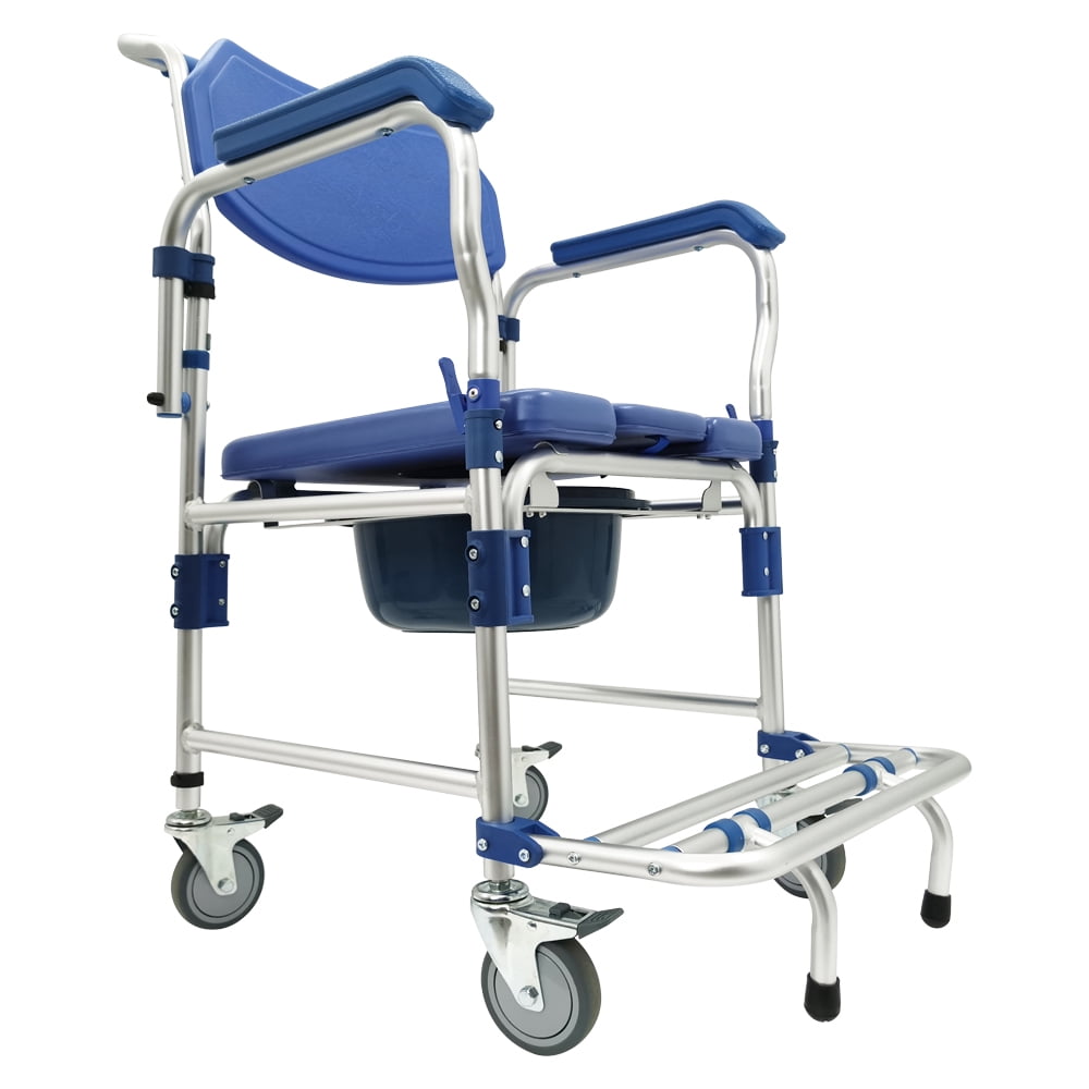 Techtongda Commode Wheelchair Toilet Shower Seat Bathroom Rolling Caster Bedside Chair Toilet Chair with Removable Armrests