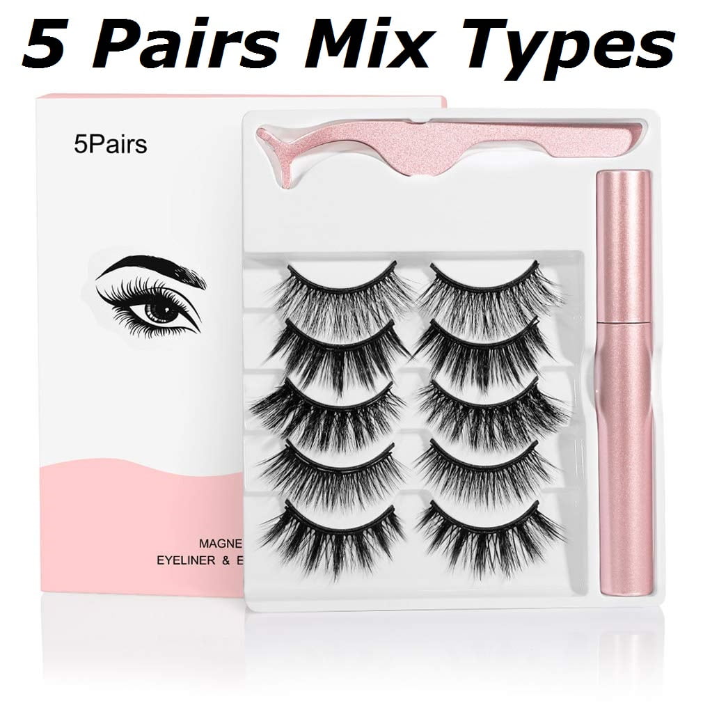 (10Pcs) False Eyelashes Lashes with Liquid Eyeliner