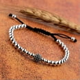 thumbnail image 2 of RSAMD Luxury Crown Natural Stone Matte Black Charm Men's Copper Bead Fashion Bracelets-1245-2, 2 of 3