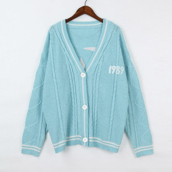 New 1989 Taylor Cardigan For Women Winter Knit Cardigan Femme Blue Bird Embroidery Swift Sweater Slouchy Style Clothes For Women