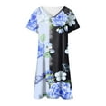 thumbnail image 4 of CENGNIAN Womens Plus Size Sun Dress on V-Neck Casual Temperament Pullover Short Sleeve Print Loose Dress, 4 of 5