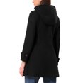 thumbnail image 3 of INSPIRE CHIC Winter Pea Coat for Women Mid-thigh Hooded Trench Toggle Duffle Overcoat with Pockets M Black, 3 of 6