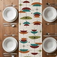 thumbnail image 6 of Wine Red Boho Table Runner - 70 Inch Long, Kitchen Dining Table Runner Dresser Scarves, Orange Geometric Bohemian Color Block Farmhouse Decor for Coffee Tables Wedding Party Banquet, 6 of 8