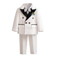 thumbnail image 3 of Baby Boy Outfits Formal Suit Set with Blazer Shirt Pants Bow Tie and Boutonniere 5Pc Boys' Clothing Sets White 7-8 Years, 3 of 6