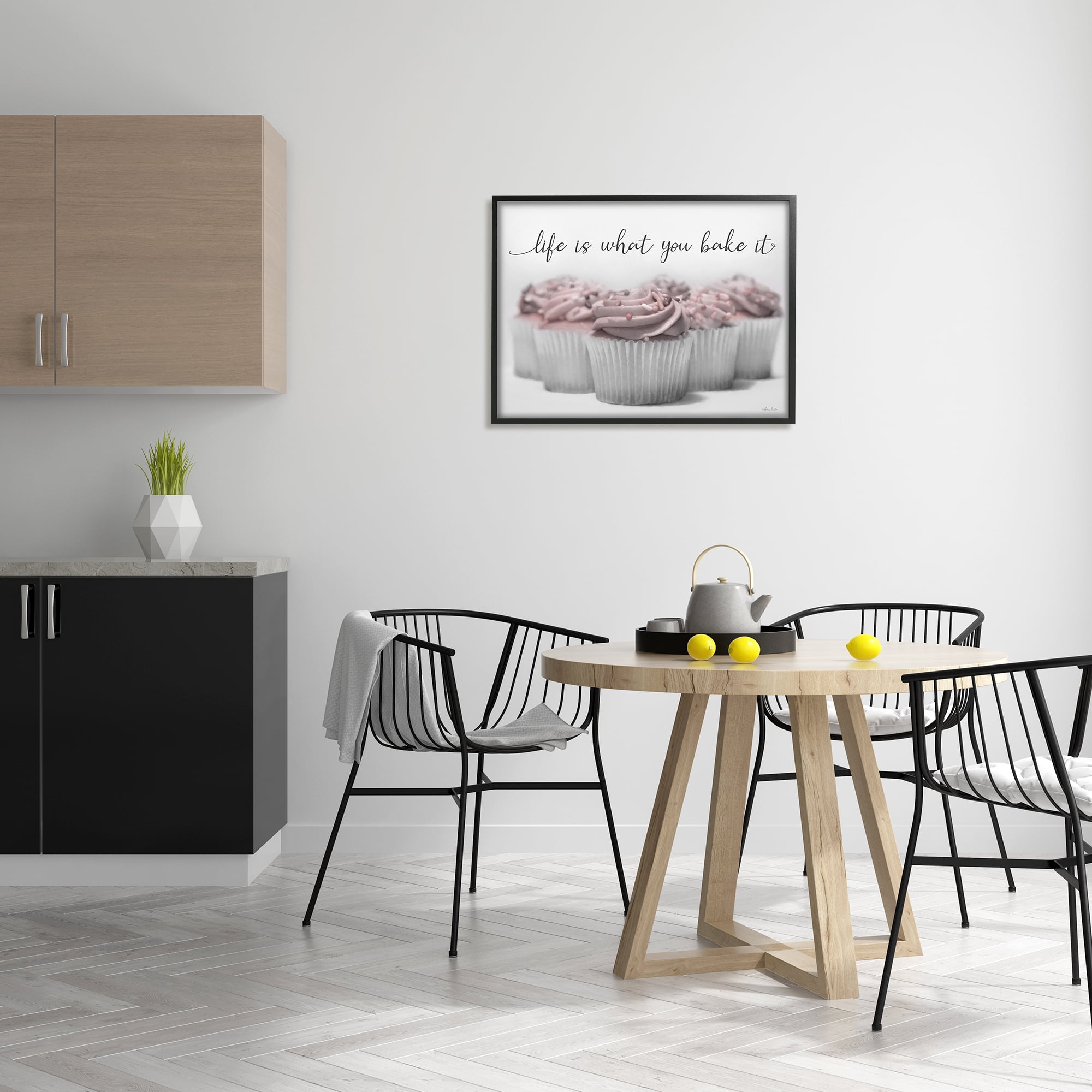 Stupell Life Is What You Bake It Cupcakes Food & Beverage Painting Black Framed Art Print Wall Art