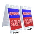 thumbnail image 2 of A-frame Sidewalk Liquidation Sale 24" x 36" Double Sided A-Frame Sidewalk Sign, Includes 2 Installed Vinyl Decals | Foldable Portable White Signicade Sandwich Board Signs, 2 of 5