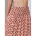 thumbnail image 5 of DARING DIVA Women's Summer Smocked Waist Flowy Maxi Skirts L Orange Floral, 5 of 6
