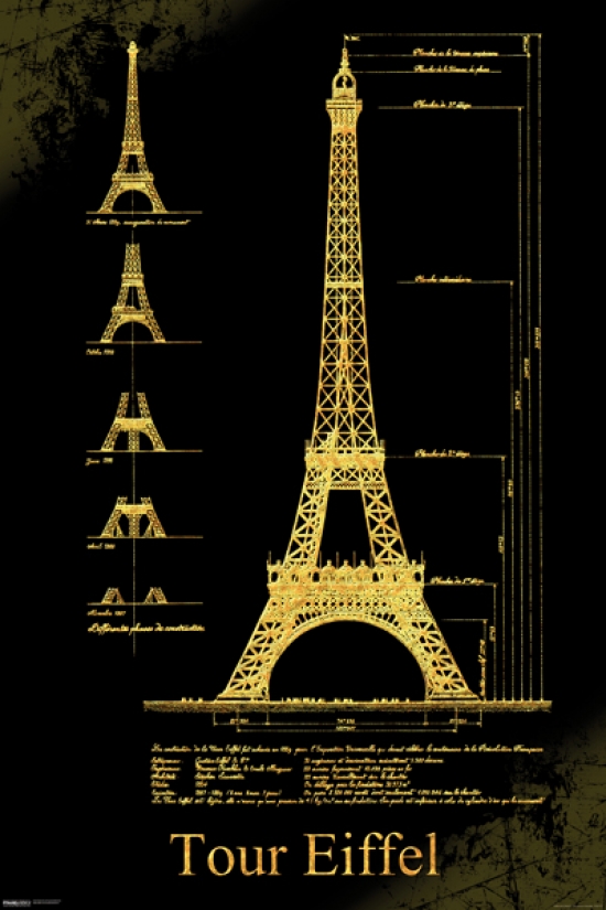 Eiffel Tower Design Poster (24 x 36)