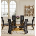 thumbnail image 3 of Modern Dining Chairs Set of 4, Black Dining Room Chairs Set of 4, Upholstered PU Leather Kitchen Chairs with Gold Metal Legs, High Backrest Armless Seating for Kitchen, Dining Room, 3 of 8