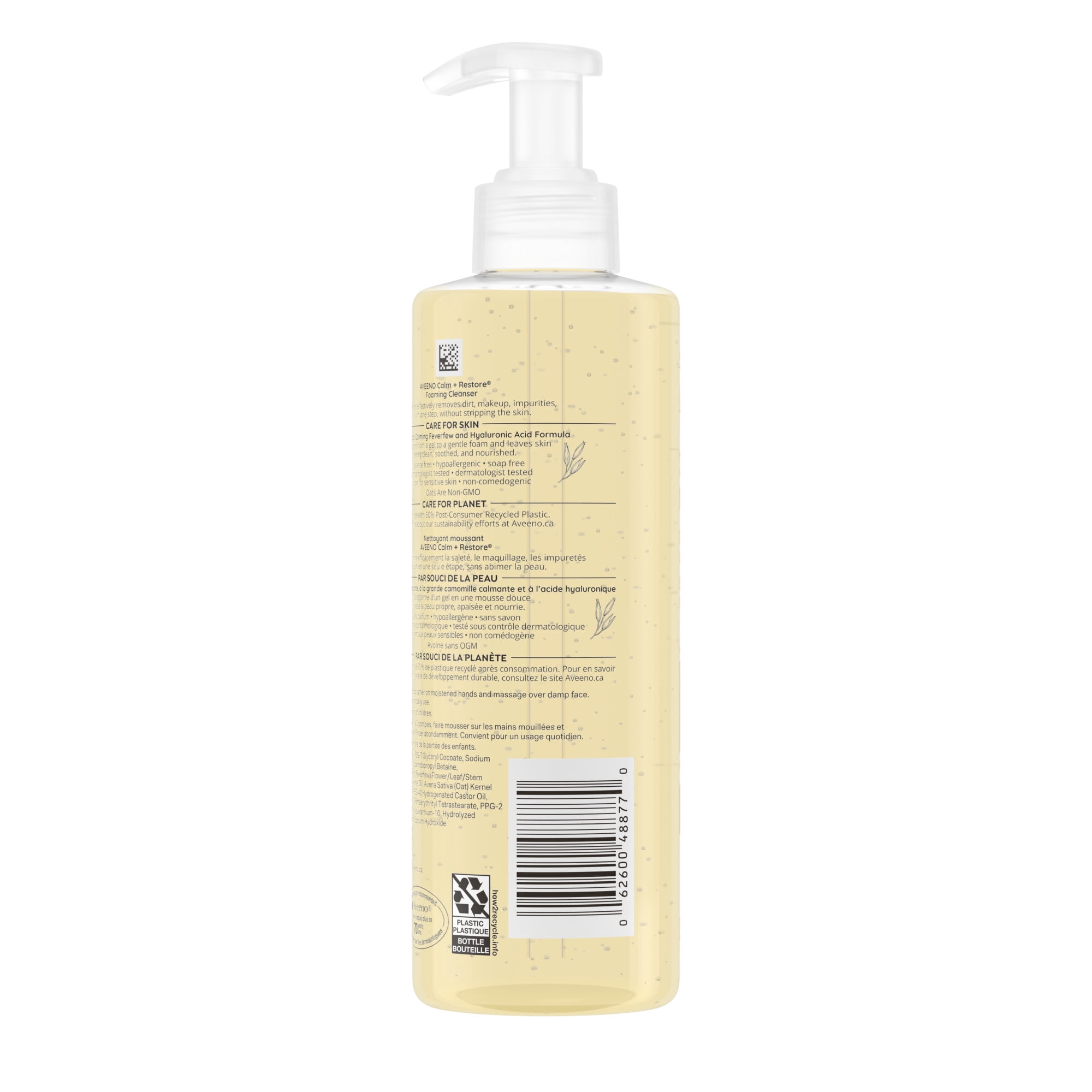Aveeno Calm + Restore Foaming Cleanser for Sensitive Skin, Daily Face Wash Gently Removes Makeup & Cleanses Skin with Soothing Oat, 232 ml