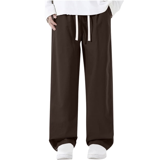 Pantalones de trabajo de longitud completa para hombre, de color liso, con bolsillos, de pierna recta