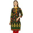 thumbnail image 5 of Phagun Women's Printed Blouse Tunic 3/4 Sleeve Black Kurta Ethnic Clothing - 4, 5 of 5