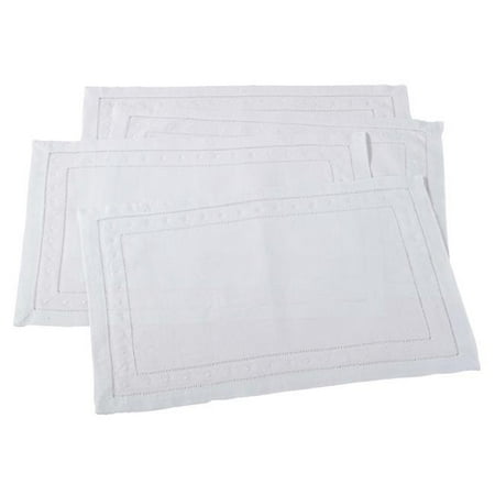 

SARO 8648.W1420B 14 x 20 in. Swiss Dot Rectangle Embroidered & Hemstitched Placemat - White Set of 4