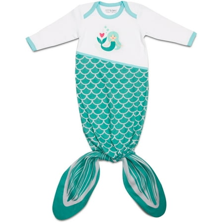Izzy & Owie - Mermaid Patterned Long Sleeve Onesie Mermaid Tail New Born Baby Girl Gown